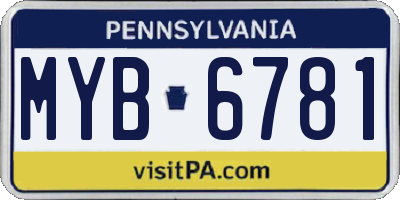 PA license plate MYB6781