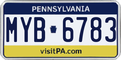 PA license plate MYB6783