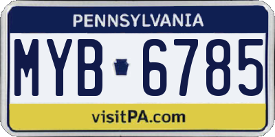 PA license plate MYB6785