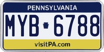 PA license plate MYB6788