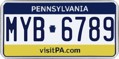 PA license plate MYB6789