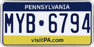PA license plate MYB6794