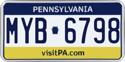 PA license plate MYB6798