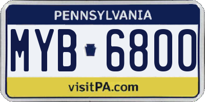 PA license plate MYB6800