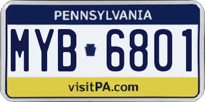 PA license plate MYB6801