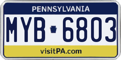 PA license plate MYB6803