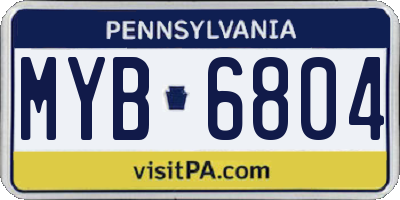 PA license plate MYB6804