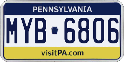 PA license plate MYB6806
