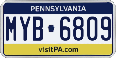 PA license plate MYB6809