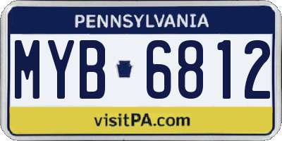 PA license plate MYB6812
