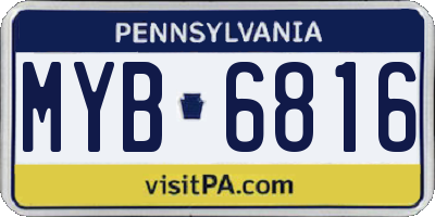 PA license plate MYB6816