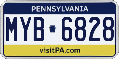 PA license plate MYB6828