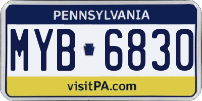 PA license plate MYB6830