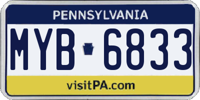 PA license plate MYB6833