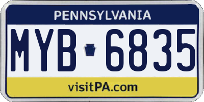 PA license plate MYB6835