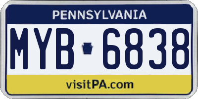 PA license plate MYB6838