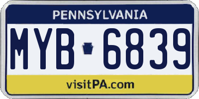 PA license plate MYB6839