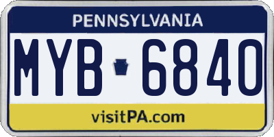 PA license plate MYB6840