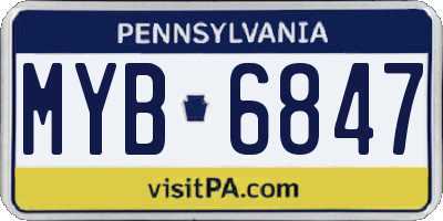 PA license plate MYB6847