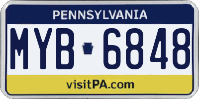 PA license plate MYB6848