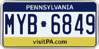 PA license plate MYB6849