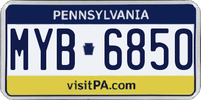 PA license plate MYB6850