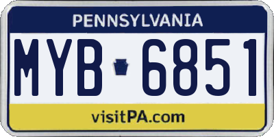 PA license plate MYB6851