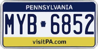 PA license plate MYB6852
