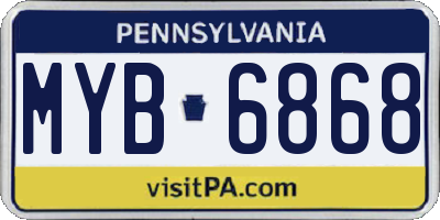 PA license plate MYB6868