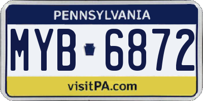 PA license plate MYB6872