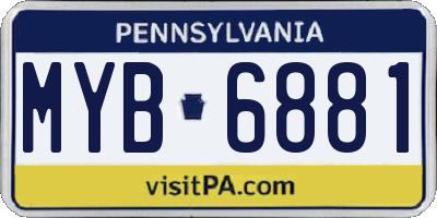 PA license plate MYB6881