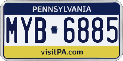 PA license plate MYB6885