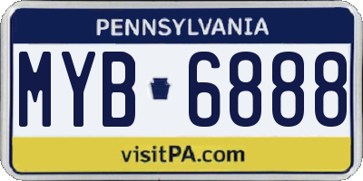 PA license plate MYB6888