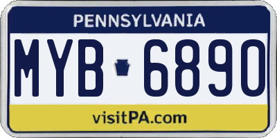 PA license plate MYB6890