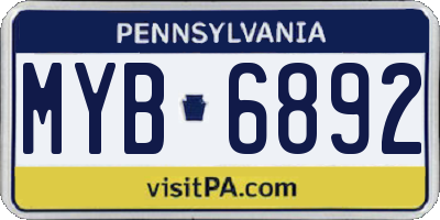 PA license plate MYB6892