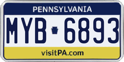 PA license plate MYB6893