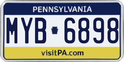 PA license plate MYB6898
