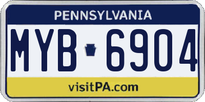 PA license plate MYB6904