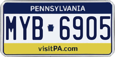 PA license plate MYB6905
