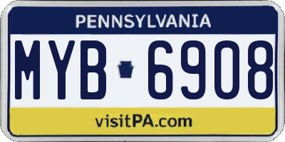 PA license plate MYB6908