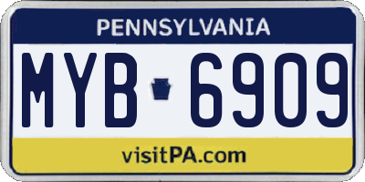 PA license plate MYB6909