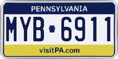 PA license plate MYB6911
