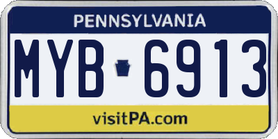 PA license plate MYB6913