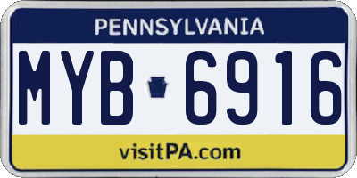 PA license plate MYB6916