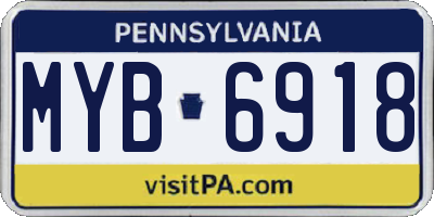 PA license plate MYB6918