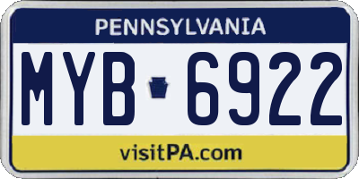 PA license plate MYB6922