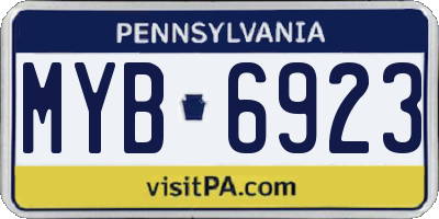 PA license plate MYB6923