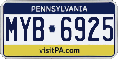 PA license plate MYB6925