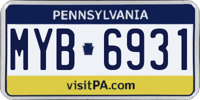 PA license plate MYB6931