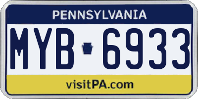 PA license plate MYB6933